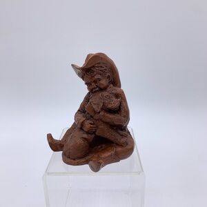 Vintage Red Mill Western Style Sitting Cowboy Loving His Dog Figurine #CB 441